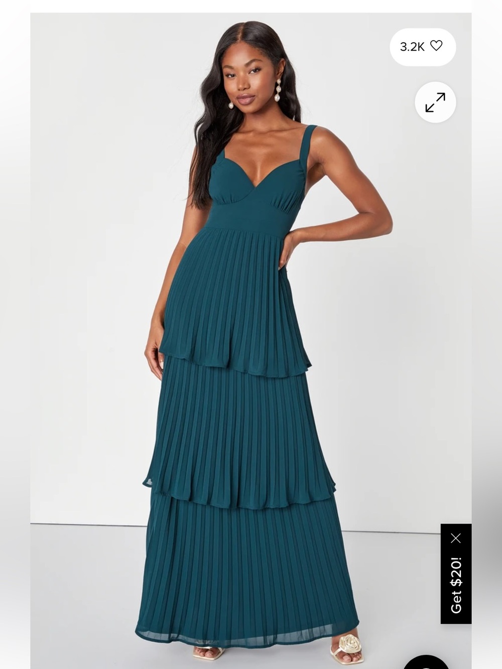 Lulus-Luxe Perfection Emerald Green Pleated Tiered Backless Maxi Dress- Size Xs